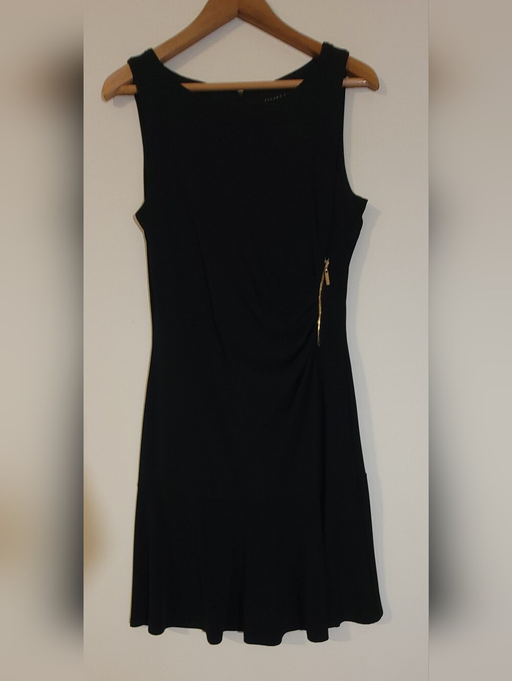 Ivanka Trump Black Midi Sheath Dress with Gold Zip Accent Size M